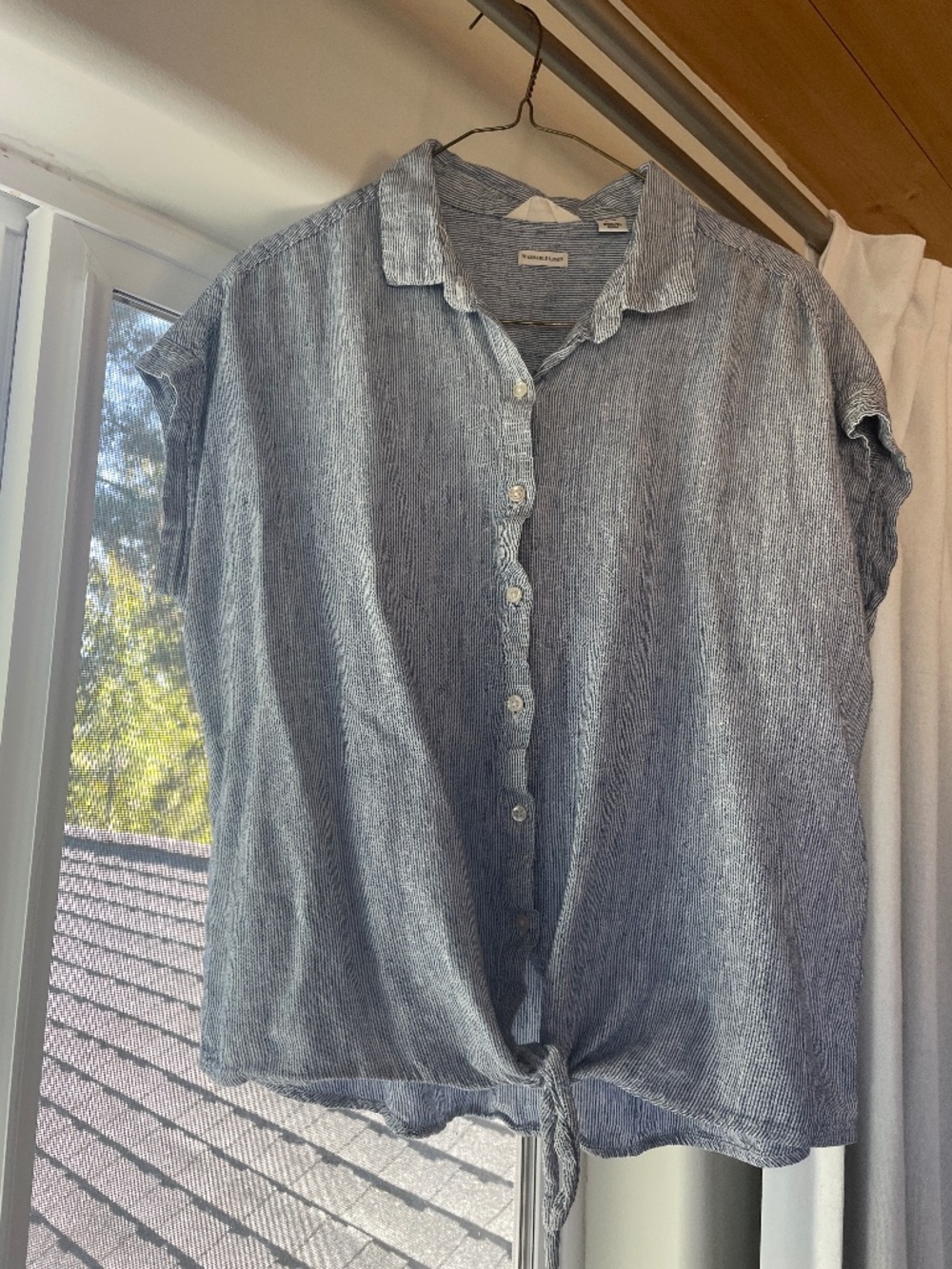 Vertical stripe button down blouse